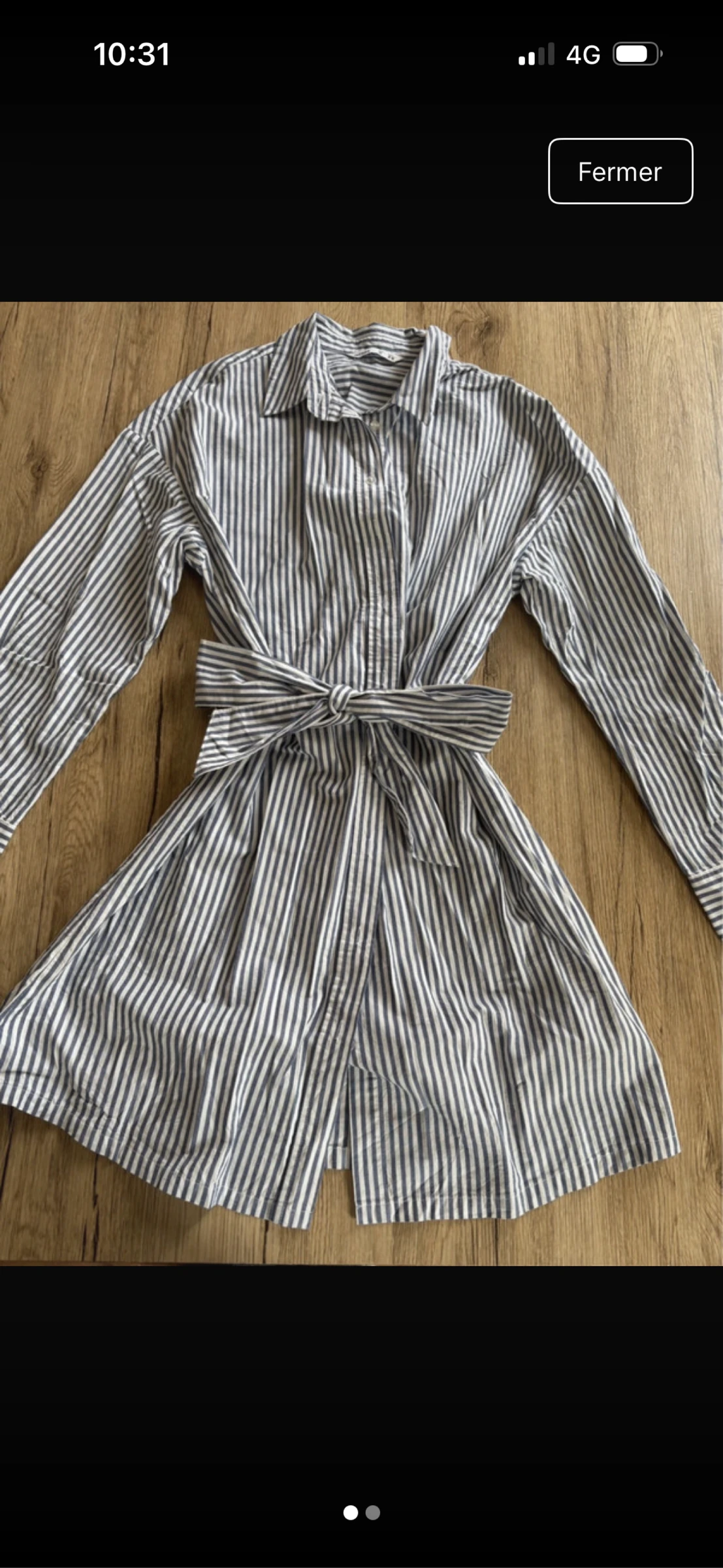 Robe chemise à rayure avec ceinture